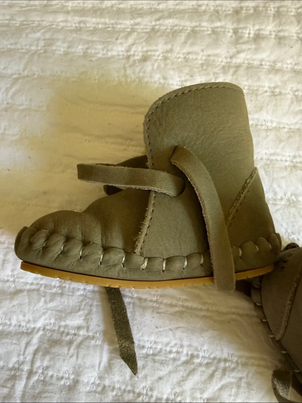 Kids Faux-Shearling Moccasin Boots in Olive